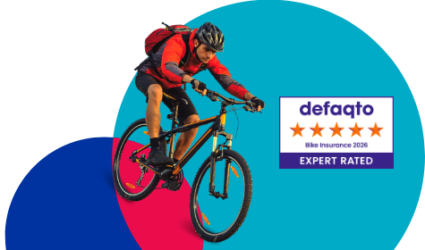 Mountain biker going downhill with off road bicycle