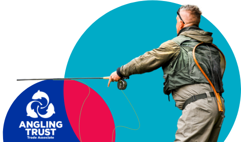 Fisherman in waders casting a fly-fishing rod
